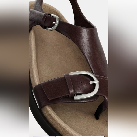 NWT Zara Flat Leather Sandals Sz 8/39 - Picture 6 of 10